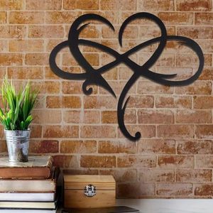 Estatuetas decorativas 1pc infinito coração cor de metal preto decoração de parede amor