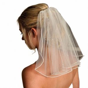 Crystal Bridal Veils Kort 1 nivå mjukt nät med kambröllopsfest brud hår accores för kvinnor och flickor 37ou#