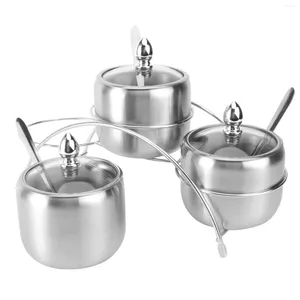 Kitchen Storage Seasoning Spice Jar Box Metal Container Lid Pots Empty Stainless Steel European-style Racks