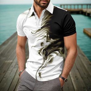 Men's Casual Shirts 2024 Mens Summer New Polo Shirt Short sleeved Fashion Personalized 3D Colored Business Top 24416