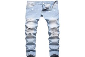 2022 MEN039S Zerwane chude dżinsy Fashoin Casual Slim Denim Pants Rozmiar 2842 Midwaist Wiele dołków Spodnie 20 STYLE PANTALO7947686