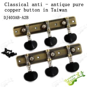 Cables 1 Pair Left and Right Classical Guitar String Tuning Pegs Machine Heads Antique Simple Pure Copper Tuners Keys Parts HY403ABA2B