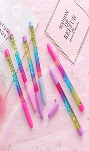 Fairy Stick Ballpoint Pen Gel Pens Blue Black Ink Drift Sand Glitter Crystal Pen Creative Rainbow Ball Pen Girls Gift VT03293823510