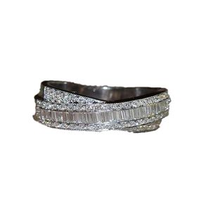 Размер 6-10 ручной работы горячих продажи роскошные украшения 925 Серебряная серебряная принцесса белый топаз CZ Diamond Ringstone Женщины обручальное кольцо 8694087