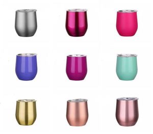 12oz Mugs Stainless Steel Tumbler With Lid Egg Shape Wine Glasses Vacuum Water Bottle Drinkware LYX139357820