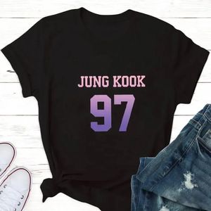 Kadınlar için üstler vtaehyung jungkook fan t shirt suga kpop harajuku tshirt kadın tshirts estetik kıyafetler 240416