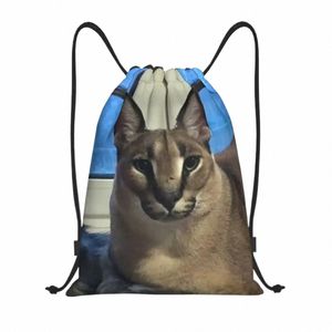 Big Big Floppa Funny Meme Drawstring Backpack Bags Men Women Women Women Caracal Cat Gym Sports Sackpack Sacks para treinamento B7PB#