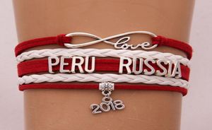Infinity Love Peru Ryssland Armband 2018 Soccer Charm Leather Wrap Men Sport Armband Bangles For Women Jewelry7969195
