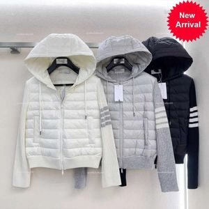 2024 Autumn/Winter New Tb Nanyou Gaoding Commuting Wind Wool Blended Spliced Jacket Versatile Hooded Down Coat