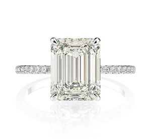 Real 925 Sterling Silver Emerald Cut Created Moissanite Diamond Wedding Rings for Women Luxury Proposal Engagement Ring 2011169790149