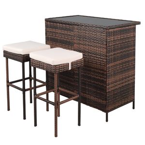 Stół barowy i stołek barowy trzyczęściowy zestaw brązowy gradient