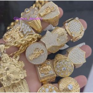 Anéis personalizados por atacado Pass Diamond Tester Hip Hop Vvs Moissanite Ring Iced Out Gold Real 2540G 10K Men Men Men Fine Jewelry Fashion Ring