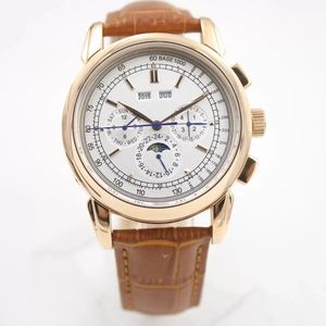 U1 Top AAA Super Complicação relógio 5270g Automático relógio Lua Fase complicada Dial prateado Dial perpétuo Calendário suíço relógios de couro preto Montre de luxo