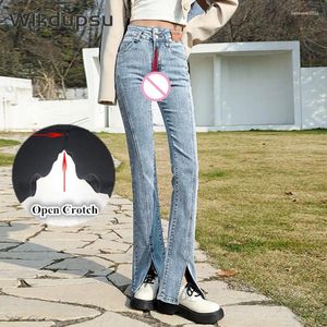 Jeans femminile invisibile Zipper Open Crotch Sex Pants Women Outdoor Love Clothes Flare Jeanskorean Fashi