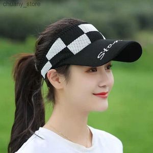 Visori Fashion Summer Outdoor Sport Cappello da sole Donne Women Top Hat Golf Cappello da tennis traspirante Visor Casualmente Cappello per escursioni per donne Y240417