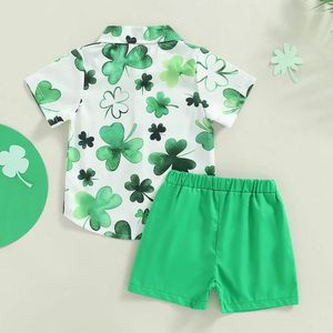 Комплекты одежды для малыша Baby Boy Stat Patricks Day наряд Irish Clover Print Краткий рукав с коротки