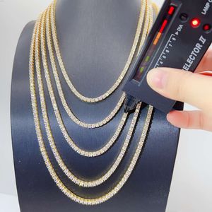 Хип -хоп модные украшения запланировали 925 серебряные серебряные VVS Moissanite 3mm теннисная цепь