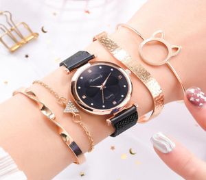 Начатые часы роскошные женщины 39s платье браслет Quartz Clock Ladies Fashion Fashion Watch Bracelet Bracelet Magnetic Watches SetWristWatches2844740