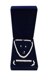 19x19x4cm Velvet smyckesuppsättning Box Long Pearl Necklace Box Present Box Display Högkvalitativ blå färg3602570