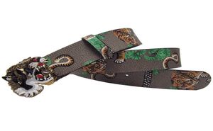 Liga do strass -strô ocidental Tiger Fivelele Tiger Print Leather Men Belt Fashion Jeans Calças causais Men Belt4151641