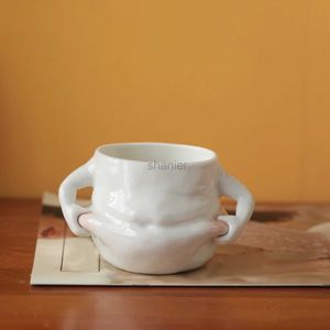 Tazze 1pc tazza di caffè in ceramica cucina latte tè alla pancia grassa tazza con manico da bere acqua fredda tazza di compleanno regalo 240417