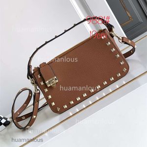 Trendy Vlogoo Designer Bag Rock Valens Tino Bags Stud Woman Purse Small Cowhide Crossbody Rivets Single Shoulder Underarm Layer Square Portable XJPB