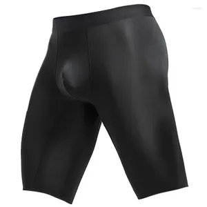 Cueca cueca de roupas íntimas masculinas shorts homme semi-transparente calcinha de seda gelo homem bolsa respirável de perna longa cueca tamanho grande