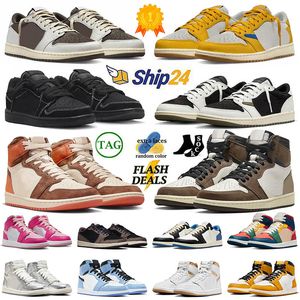 High OG 1s Mens Women Basketball Shoes Jump Man 1 Black Phantom Reverse Mocha Low Olive Chicago Dusted Clay Unc Flat Trainers Sneakers Big Size 13