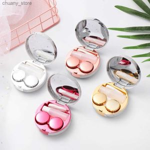 Sunglasses Cases 1Pcs Colored Contact Lens Case With Mirror Unisex Contact Lenses Box Eyes Contact Lens Container Lovely Travel Kit Box Y240416