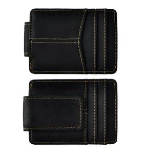 Wallets Cattle Male Real Leather Cash Bill Holder Magnet Money Clip Slim Mini Handy Wallet Front Pocket Purse For Men 1017b1440228