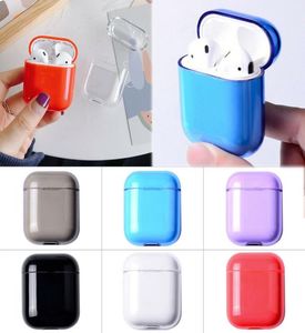 AirPods için Basit Crystal Clear PC Sabit Kılıfları 12 Kulaklık Şeker Renk AirPods Şarj Kutusu Kapağı 2359550