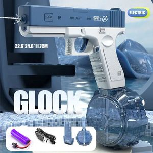 Electric Water Gun Toys Glock Footing High-Pressure Strong laddningsenergi Automatisk Summer Water Beach Toy för barn Vuxna 240415