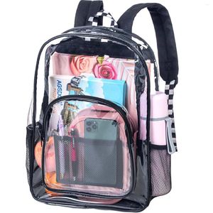 Backpack Clear Heavy Duty See Through Transparent Bookbag - Black