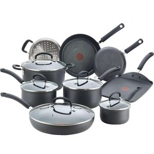 Set di pentole antiaderente anodizzato derudo massimo - set da cucina da cucina sicura da cucina a forno da 14 pezzi con padelle, pentole, piastra, forno olandese e altro ancora