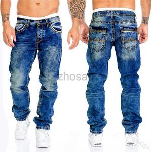 Мужские джинсы бренды бренды прямой растяжение Слим Джин Хомм Панталоны Hombre повседневные брюки Джинсовые брюки мешковываемые черные голубые D240417