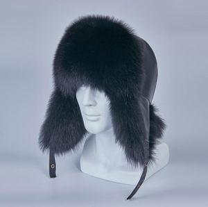 Fashionrussiska ushanka hattar av riktig tvättbjörn päls trapper hat öronlapp män verklig sr äkta läder ryska vinterkapla h2108592068