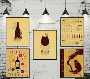 Podstawowy przewodnik w winach vintage Plakat Piwo i Wine Guide Retro Kraft Paper Tapeta Decor Decor Decor BAR WALL TACKER2822975