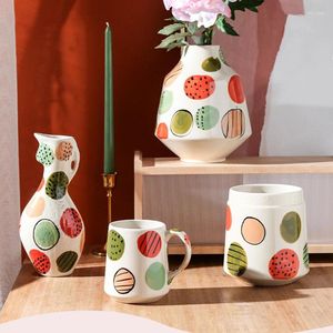 Vases Ornaments For Home Ceramic Painted Vase Decoration Living Room Decor Study Hydroponic Flower Nordic Simple Flowerpot Gifts