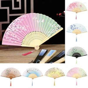 Dekorative Figuren Bambus Antiquitätenklapper Fan Chinesische Sommer weibliche Tanz tragbare elegente Blumenhand gehaltene Heimdekoration