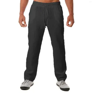 Erkek pantolon yaz yoga gevşek uyum düz bacaklar erkekler rahat elastik bel çekmestring adam pantolon y2k kıyafetler spor salonu iş pantalonları