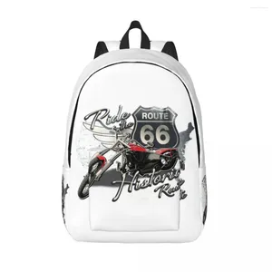 Backpack US 66 Biker Travel Canvas School Laptop Bookbag Rota America Highway Motorcycle College Student Daypack Bags