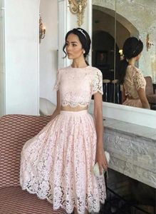 Real Picture African Styles Arabic Short Homecoming Dresses Two Pieces Full Lace Formal Dresses For Party Evening Gowns Cheap Sell9358822