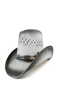 Retro El Yapımı Saman Saman Kadın Erkekler Hollow Western Cowboy Hat Lady Baba Sombrero Hombre Cowgirl Caz Güneş Kapakları Boyut 5658cm Q08053945394