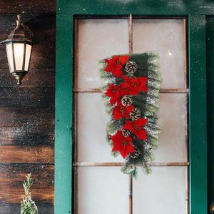 Dekorative Blumen Brunnen gefärbter Kranzfest LED-Weihnachtskränze exquisite falsche Blätter für Urlaubshausdekoration langlebig