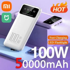 ÜRÜNLER XIAOMI MIJIA 50000MAH 100W Güç Bankası Taşınabilir Şarj Cihazı Harici Batarya 2 USB LED aydınlatma İPhone Xiaomi Samsung Powerbank