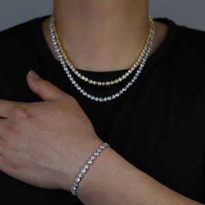 2024 NOWOŚĆ Ustawienie Braceletów łańcucha tenisowego dla kobiet mrożonych z sześciennej cyrkonu utwardzona bling wie okrągła biżuteria modowa