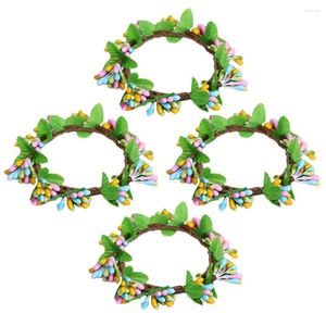 Flores decorativas 4 PCs Eucalyptus anel de Páscoa Decoração de Primavera Decoração Casa Garland de Pano de seda de ovo Garland