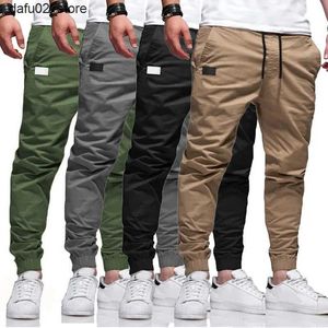 Men's Pants New mens casual sports pants sports pants mens jogging cargo harem pencil pants mens multi pocket sports pants Q240417