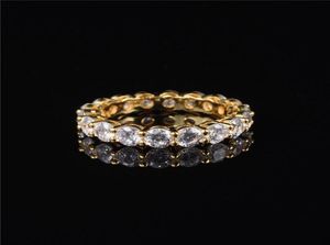 Cluster Rings Luxury 925 Sterling Silver Setting Pave Full Eternity Band Engagement Wedding For Women Diamond 18K Yellow Gold Jewe4979637