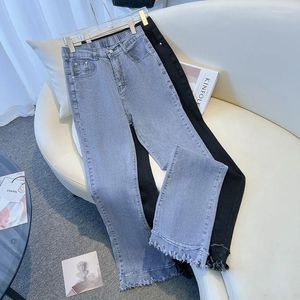 Kvinnors jeans 2024 Kvinnors sommarkläder överdimensionerad 100/150 kg Big Size Pants High midja Slim Casual Relaxed Flare 6xl 7xl
